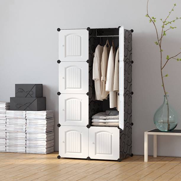 LIGER BLINDS 8-Door 8-Shelf Plastic kids Collapsible Cupboard PC Collapsible Wardrobe