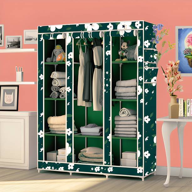 KushHome C2 Printed Wardrobe Carbon Steel Collapsible Wardrobe
