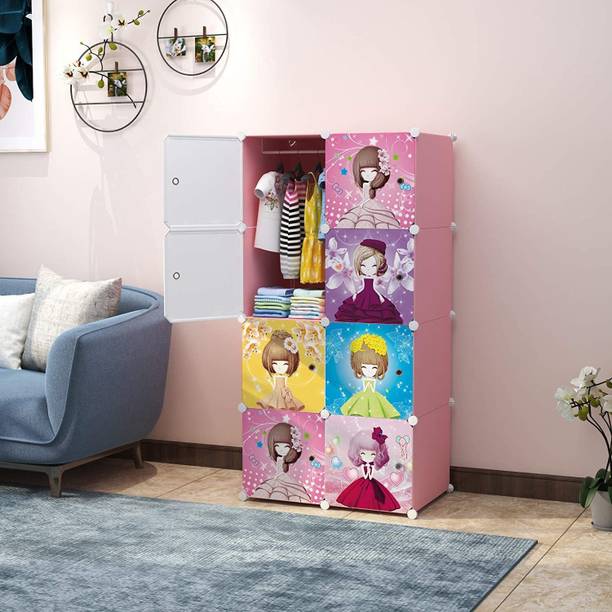 Keekos 8-Door 8-Shelf Plastic Collapsible PC Collapsible Wardrobe