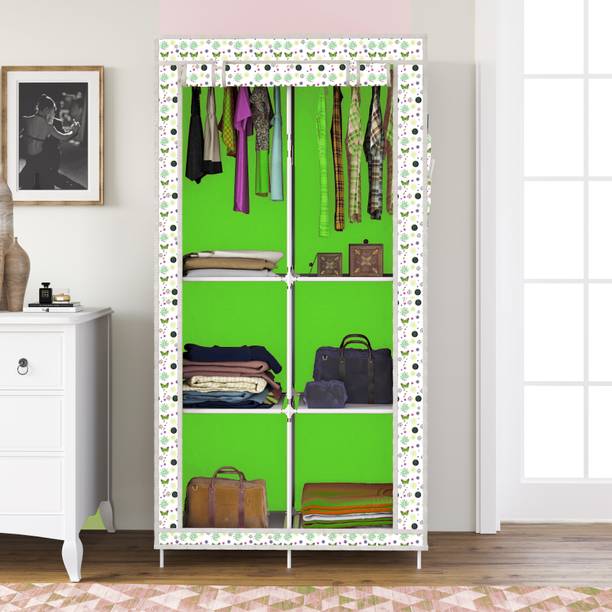 FurnishBite L3 Printed Wardrobe Carbon Steel Collapsible Wardrobe