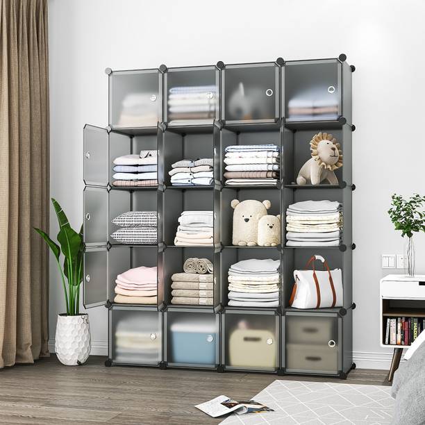 Etoly 20-Door 20-Shelf Plastic Collapsible Cupboard Clothes Stand PC Collapsible Wardrobe