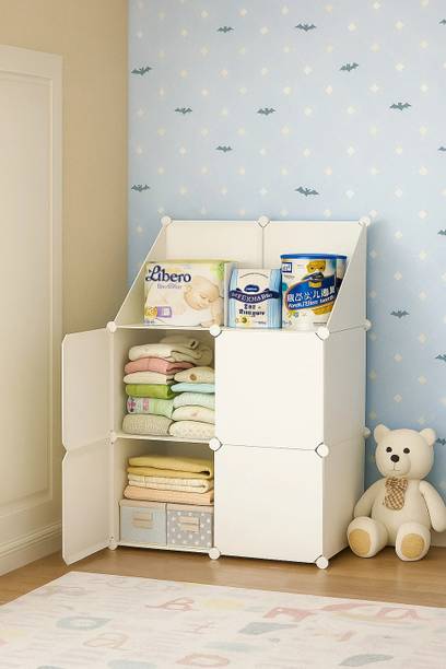 LUHI 4-Door 6-Shelf Plastic almirah for kids, almirah of clothes ,cupboard PC Collapsible Wardrobe