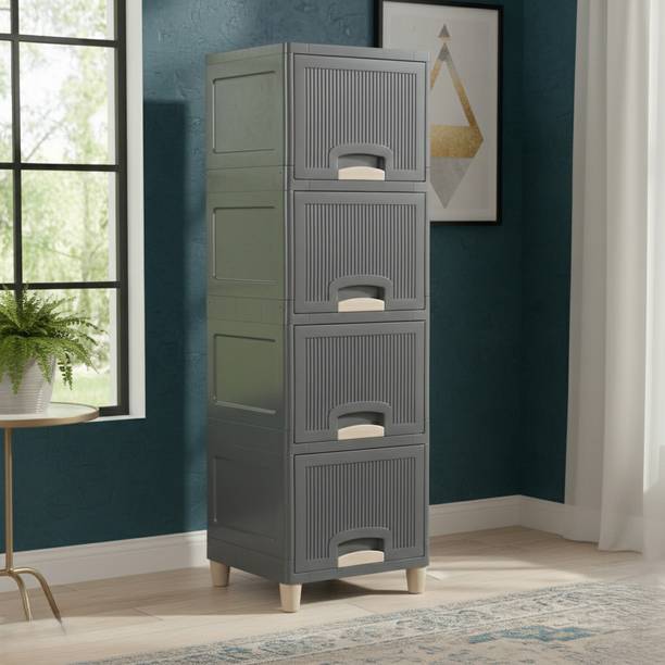 SUPTIKES Multi Layer Cabinet with User Friendly Storage Build PP Collapsible Wardrobe