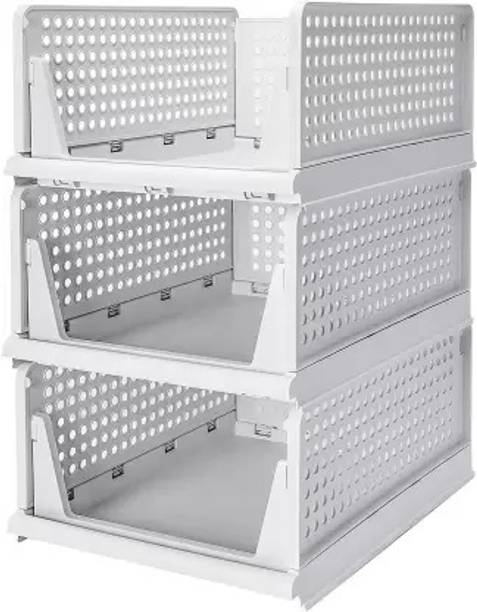 FURNOMIX Stackable Closet Organiser (3Pcs-Big) PVC Collapsible Wardrobe