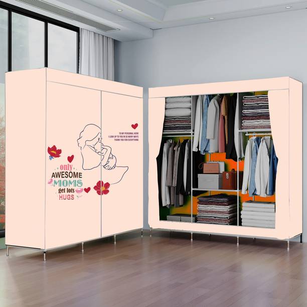 colcum 6 Layer India's 1st Digital Print 2 Door Carbon Steel Collapsible Wardrobe