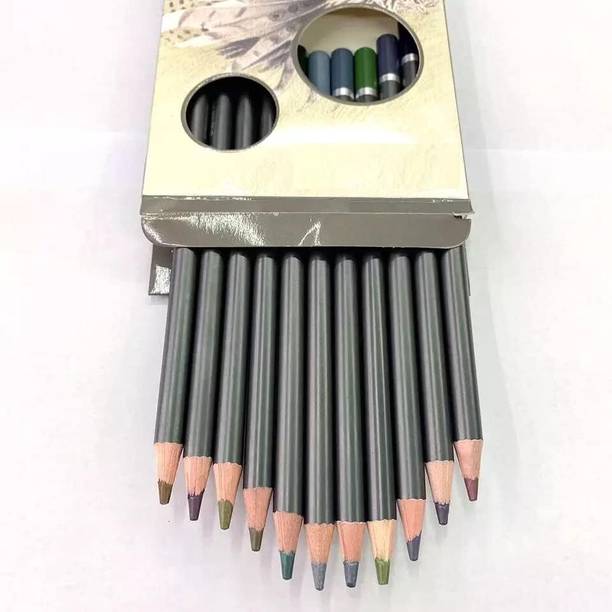 Qalam Kaari Signature Watersoluble Earth Tones Coloured Graphite Pencils Round Shaped Color Pencils