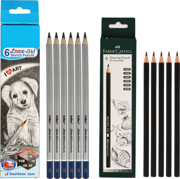 Aashwi 12 Pcs Graphite Pencil Graphite & Sketching Drawing Shading Pencil Shaped Color Pencils