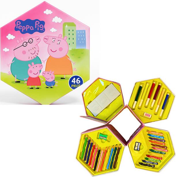 GLAZU Peppa Pig Kids Art Series 46 Pcs Round Shaped Color Pencils