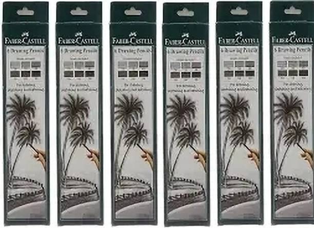 FABER-CASTELL 2b, 3b 4b 5b 6b 8b Pack 6 Round Shaped Color Pencils