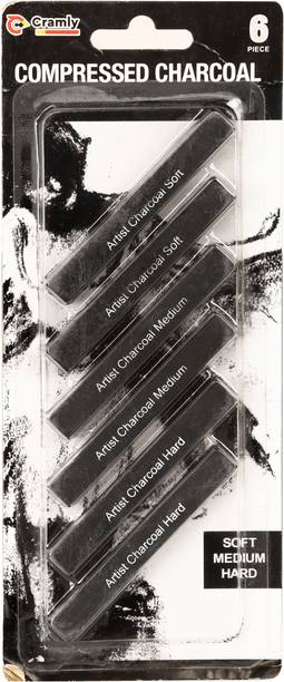 Ortan Compressed Charcoal dark Stick Round Shaped Color Pencils