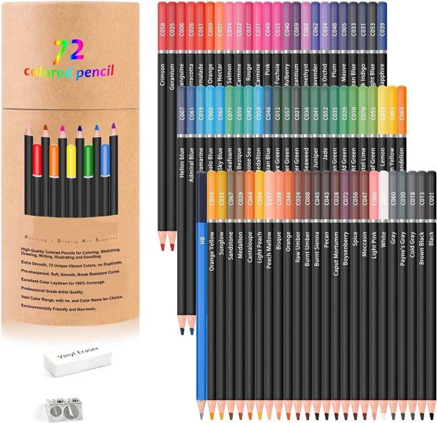 Corslet Colored Pencil Set of 72 Colors Metallic Color Pencils for Drawing Sketching Shading,Coloring Pencils for Adults Shaped Color Pencils