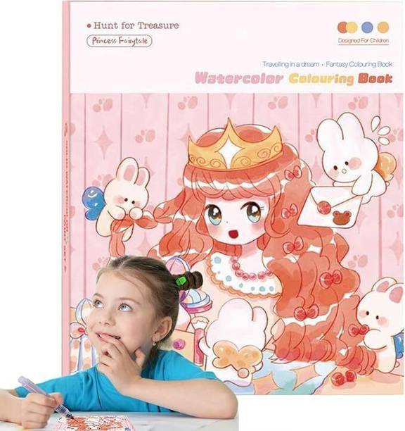 jbrstore water colour book princess round Shaped Color Pencils