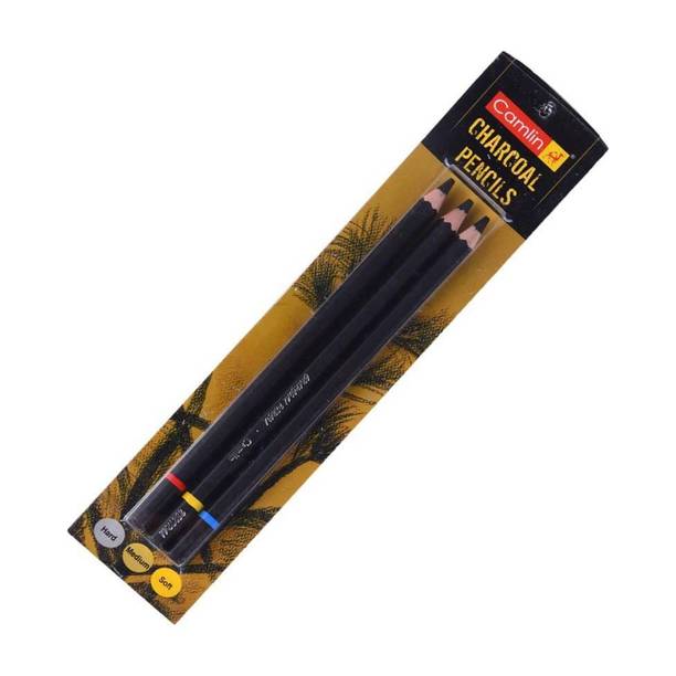 Camlin Charcoal soft Medium Hard pack of 1 Hexagonal Shaped Color Pencils