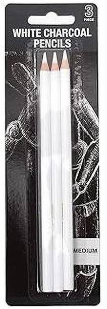 RKSMART White Charcoal Pencil Round Shaped Color Pencils