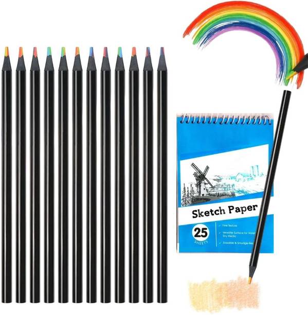 Wynhard 12 Color Pencils Set Pencil Colour Kit for Drawing with Sketchbook Colour Pencil Round Shaped Color Pencils