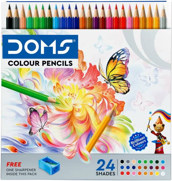 DOMS Non-Toxic 24 Shades Color Pencils | Hexagonal Shaped Body For Comfortable Grip Round Shaped Color Pencils