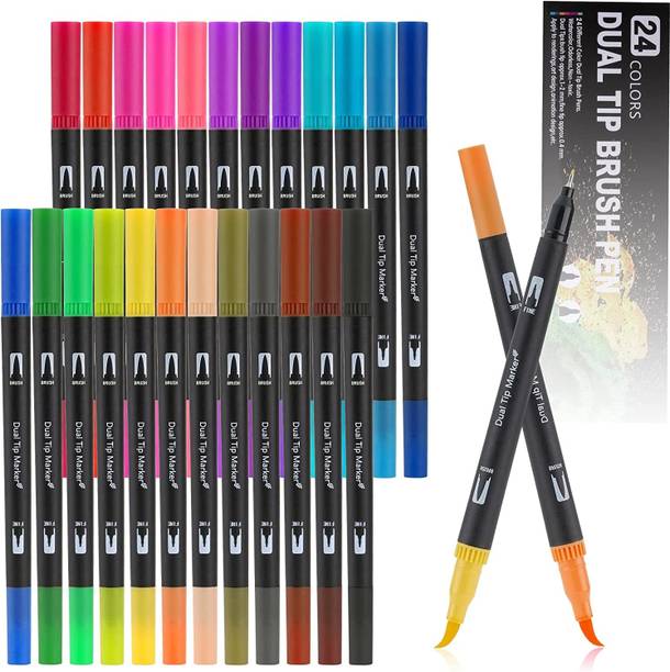 Corslet 24 Pcs Colored Art Marker Fine Point Marker for Art School Office, Color Marker Fine Point Marker Shaped Color Pencils