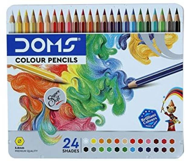 DOMS DOMS 24 Shade Round Shaped Color Pencils in Tin Box Round Shape Shaped Color Pencils