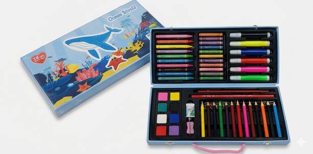 One Roof Shop Kids Art Kit Set with Crayons, Sketch Pens, Color Pencils & Watercolors 12 Colour Pencils Shaped Color Pencils