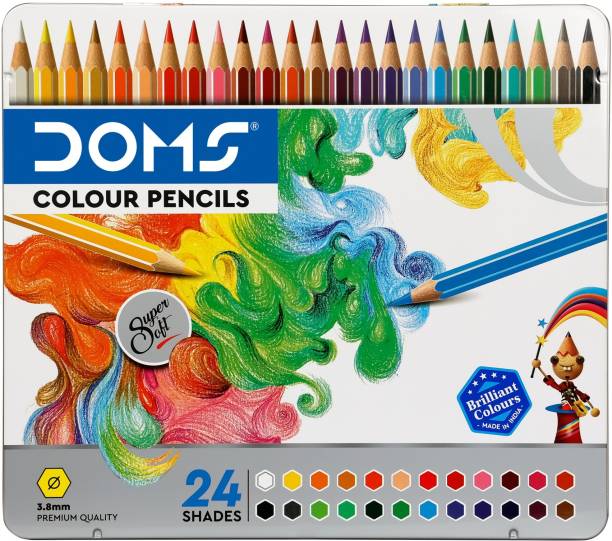 DOMS FSC Flat Tin Round Shaped Color Pencils