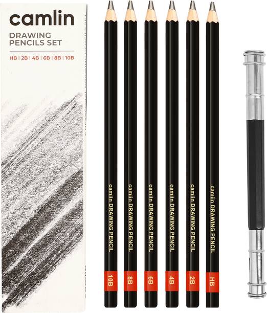 Ortan Drawing Pencils HB/2B/4B/6B/8B/10B+ 1 Pencil Extender 13CM for Graphite Sketching Portrait Shaped Color Pencils