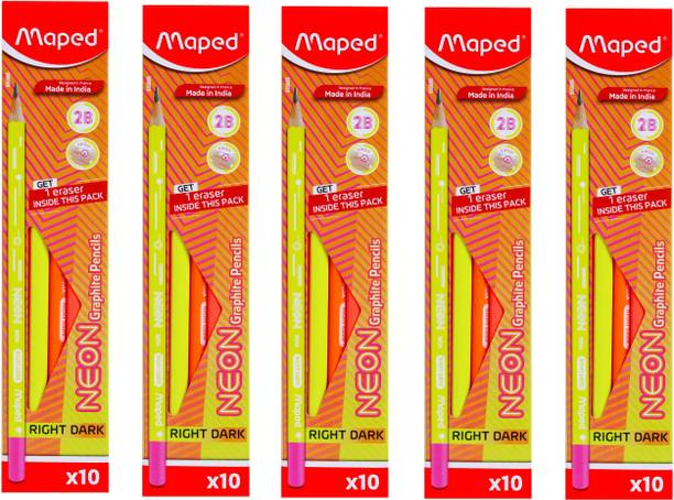 Maped Study Peps Neon Pencil With Eraser 30 Pieces - Multicolour Triangular Shaped Color Pencils