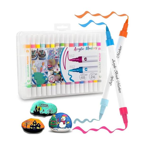 eltihr Multi-Surface Acrylic Marker Set of 12 Colors for Drawing, Crafting and Painting Nib Sketch Pens  with Washable Ink