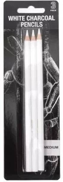 Aashwi White Charcoal Pencil Sketching / Drawing Pencil Set Shaped Color Pencils