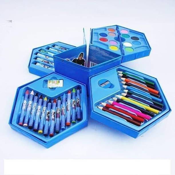 DrizzilingStar India 46 Pieces Colors Box |Color Pencil,Crayons, Water Color, Sketch Pens Set Portable Colorimeter
