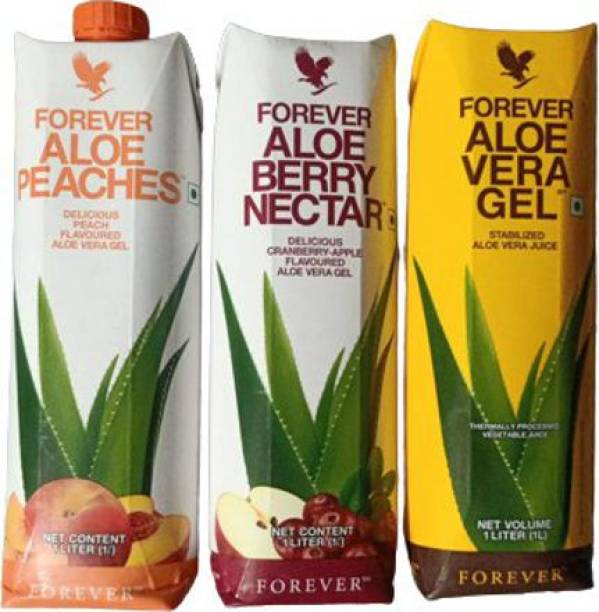 FOREVER Aloe Peaches Delicious Peach Flavor Aloe Vera gel , Aloevera Juice and Nectar Juice Combo