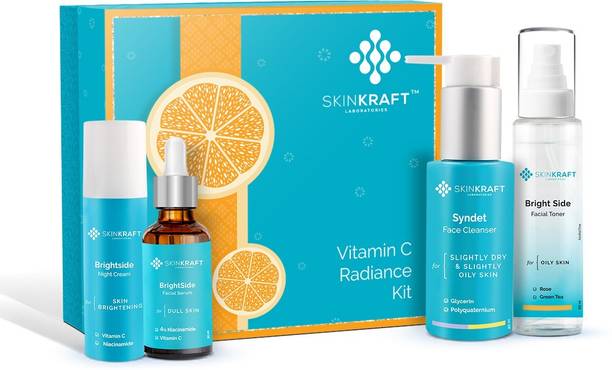 Skinkraft Vitamin C Radiance Kit, Face Wash + Night cream + Face Serum + Facial Toner - Pack Of 4
