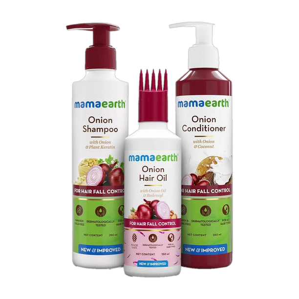 Mamaearth "Anti Fall Spa Range with Onion Hair Oil + Shampoo + Conditioner for Control"