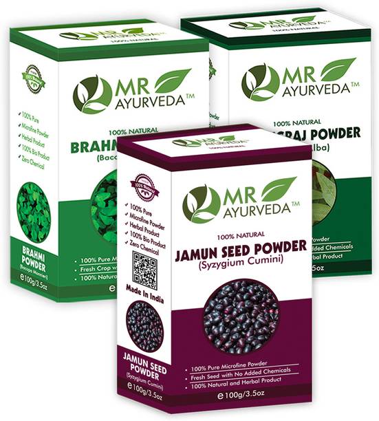 MR Ayurveda Jamun Seed Powder, Brahmi Powder & Bhringraj Powder