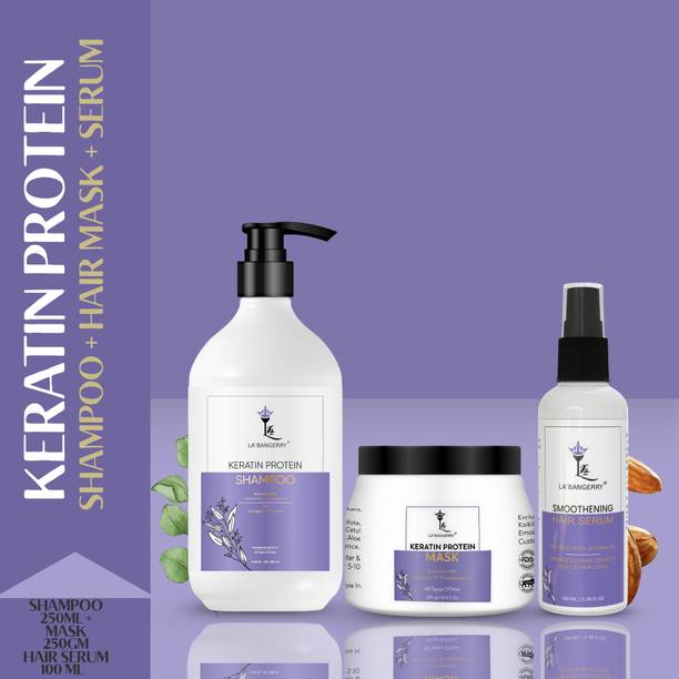La'bangerry Keratin Protein Hair Care Combo with Shampoo, Mask and Serum for Smooth, Strong, Healthy Looking Hair