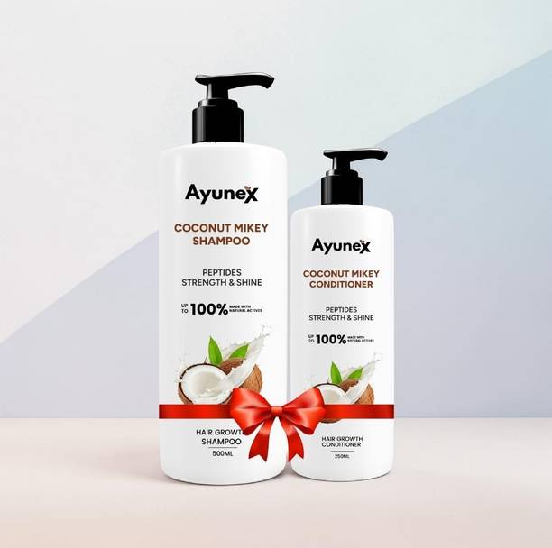 AYUNEX Coconut Milky Shampoo 500ml + Conditioner 250ml Hair Care Combo Pack