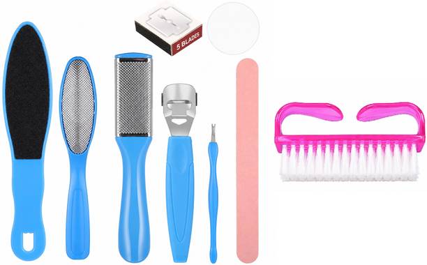 ROODILES 8 Pcs Pedicure Kit with Scrub Brush | Pedicure Tools for Foot Scrubbing, Nail Cleaning & Grooming