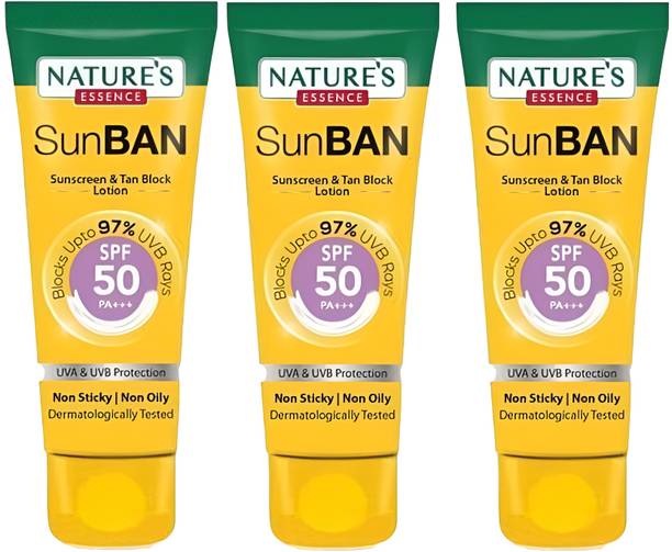Nature's Essence Sunban Spf 50 Pa+++ Sunscreen & Tan Block Lotion, 60ml (PACK OF 3) 60ML EACH