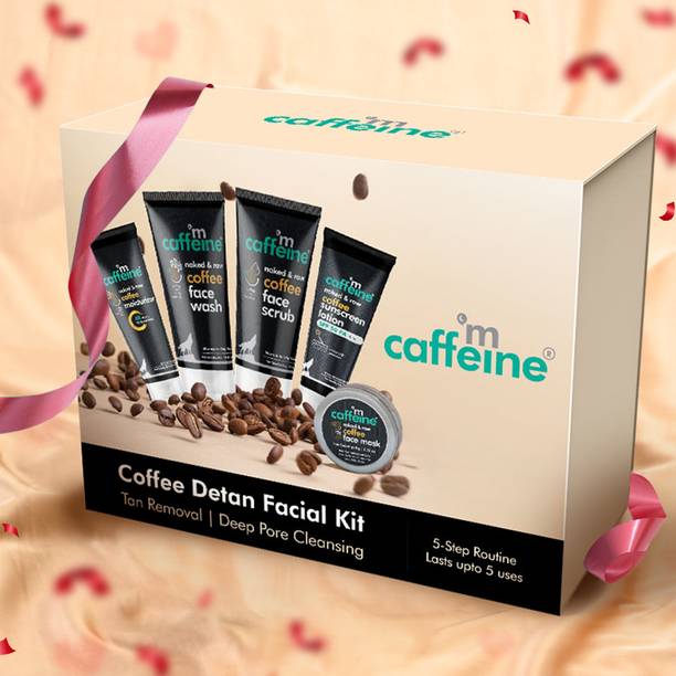 mCaffeine Coffee Detan Facial | Travel Size - Wash, Scrub, Mask, Moisturizer & Sunscreen
