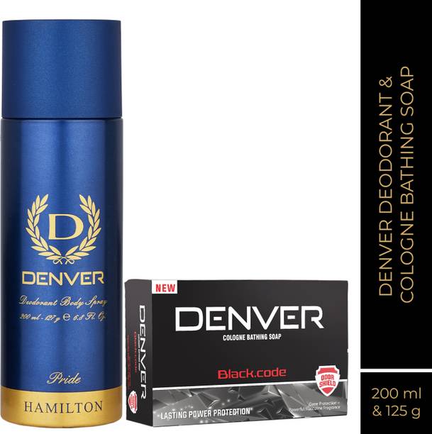 DENVER Pride Deo 200 Ml & Black Code Soap 125g Deodorant Spray  -  For Men