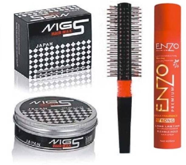 mkldsrh professional roller round hair comb with super hold hair styler hair wax with enzo hair spray for hair styling
