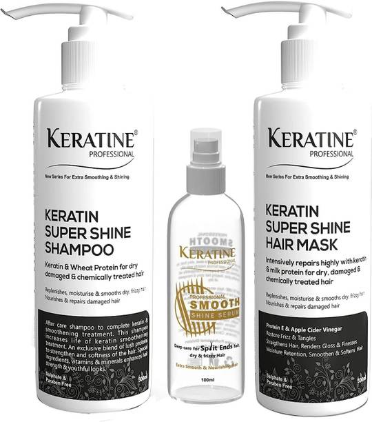 KERATINE PROFESSIONAL Keratin Super Shine (300ml Shampoo, 300ml Mask & 100ml Serum)
