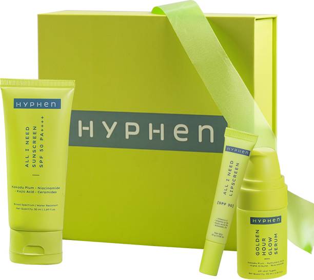 हायफ़न Daily Glow Essentials Gift Kit with Face Serum, Moisturizing Sunscreen, Lip Balm