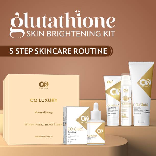 Co Luxury Glutathione 5 in 1 Skincare Kit | Face Wash, Serum, Soap, Cream & Sunscreen | Brightening, Sun Protection & Even Skin Tone