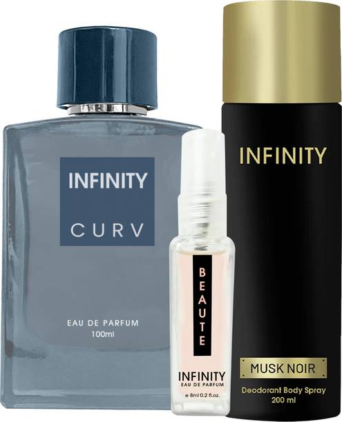 INFINITY Curv EDP Perfume 100ml, Musk Noir Deodorant 200ml, Beaute Pocket Perfume 8ml