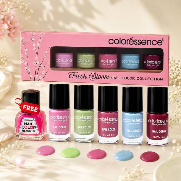 COLORESSENCE Fresh Bloom Nail Paint Kit with Floral Shades | Free Nail Paint Remover