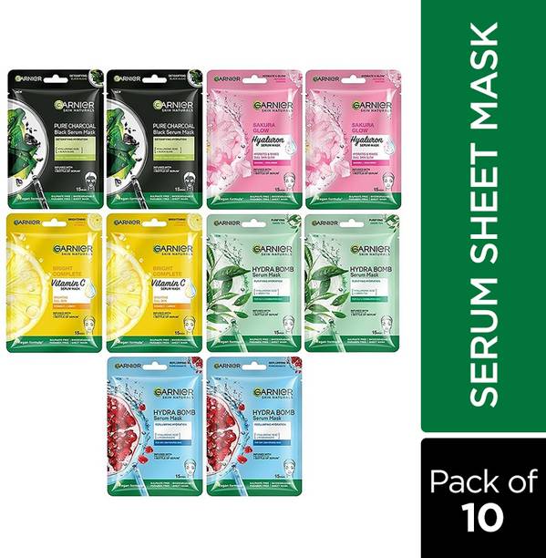 गार्नियर Sheet Mask P010(Light Complete+Hydra Bomb+SakuraWhite+Hydra Bomb Green+Charcoal)