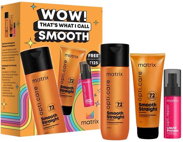 MATRIX Professional Smooth Hair Combo | Anti-frizz Shampoo and Conditioner + FREE Porosity Spray