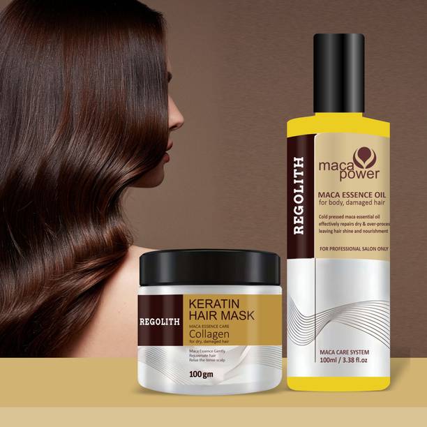 Regolith Keratin Hair Mask & Essence Oil Kit For Smooth Hair | Hair Regrowth Oil & mask Combo | For Daily Use
