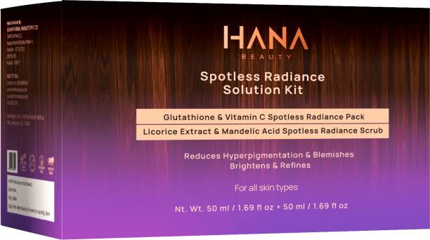 Hana Beauty Spotless Radiance Solution Kit | Pack & Scrub Combo | Reduce Spots | Bright Glow