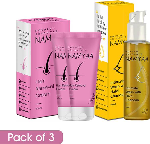 नम्या Intimate Hygiene Care Set-Hair Removing Cream 120gm & Haldi Chandan Hygiene Wash 100ml